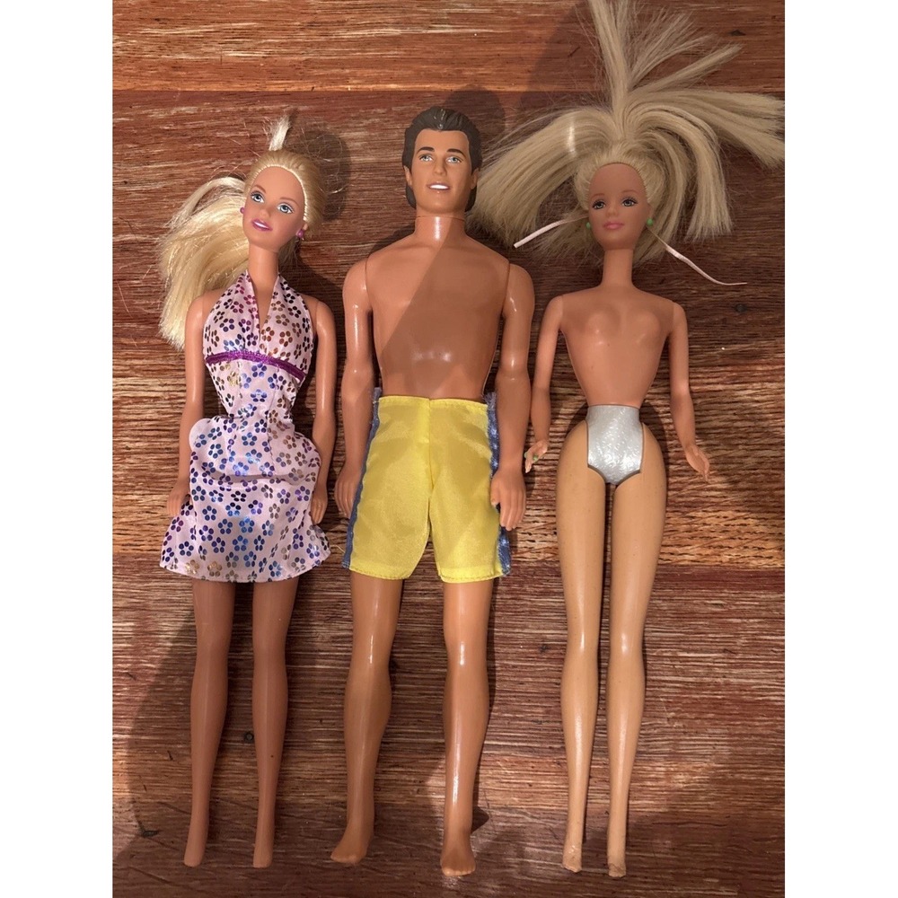 Vintage Barbie Doll Mattel Lot 3 Dolls 90s Heads 60s Bodies. 2 Girls 1 Boy